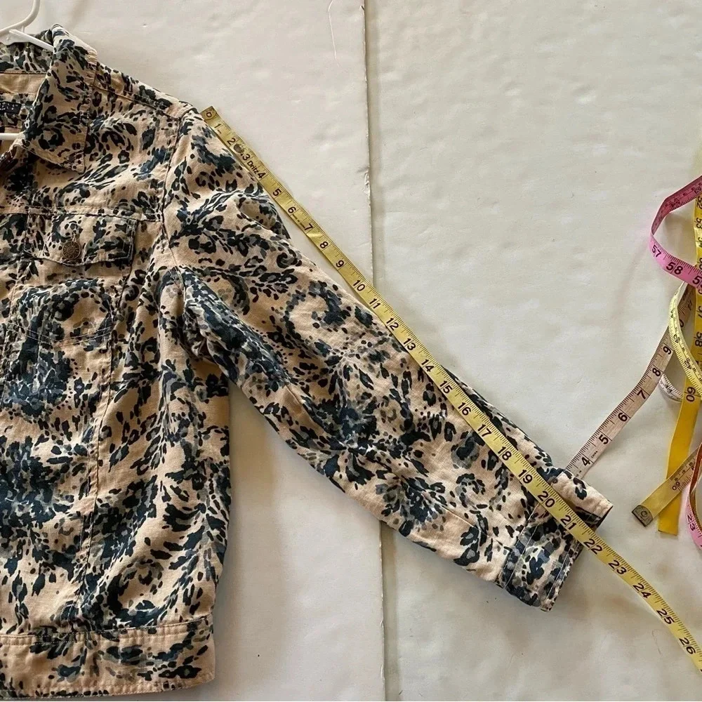 Carole Little Vintage Linen Jacket Womens Plus Size 1X Cream Blue Paisley Print - Picture 9 of 11